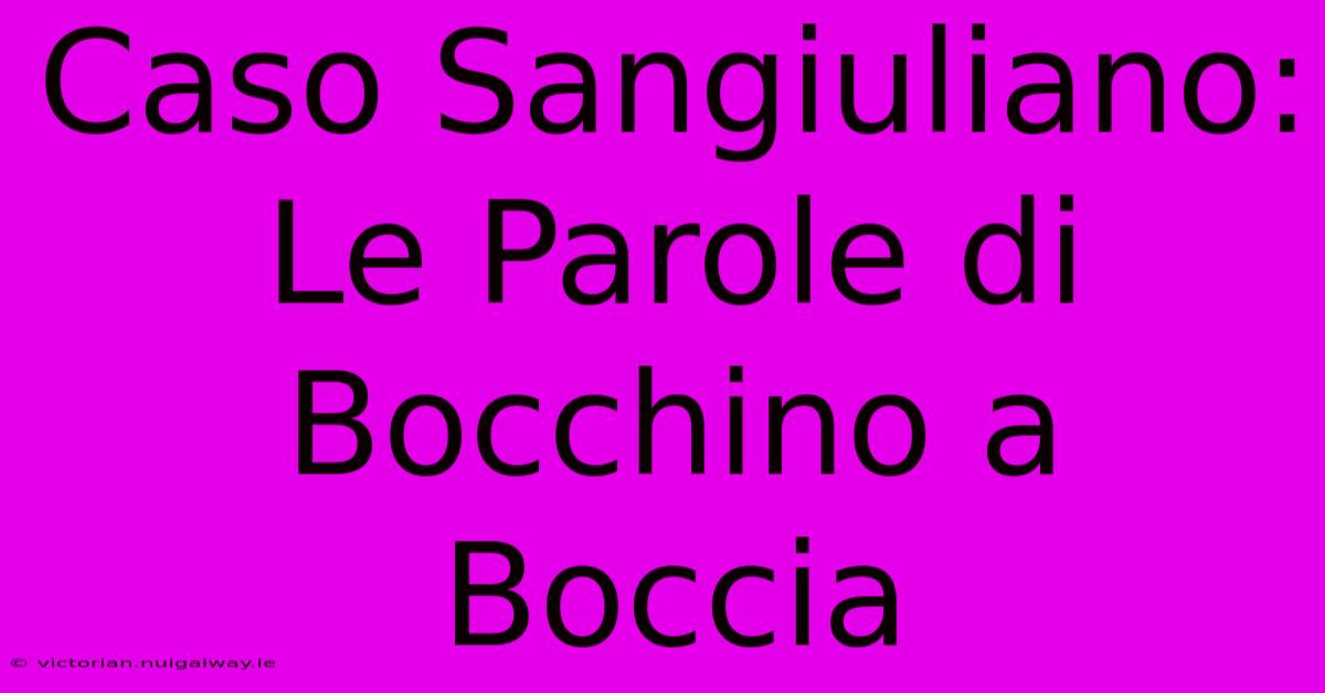 Caso Sangiuliano: Le Parole Di Bocchino A Boccia 