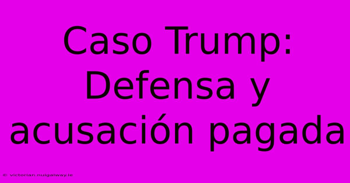 Caso Trump: Defensa Y Acusación Pagada