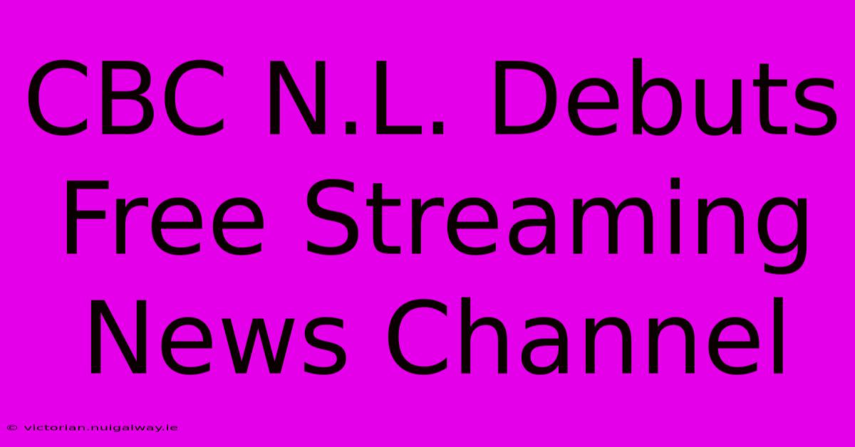 CBC N.L. Debuts Free Streaming News Channel