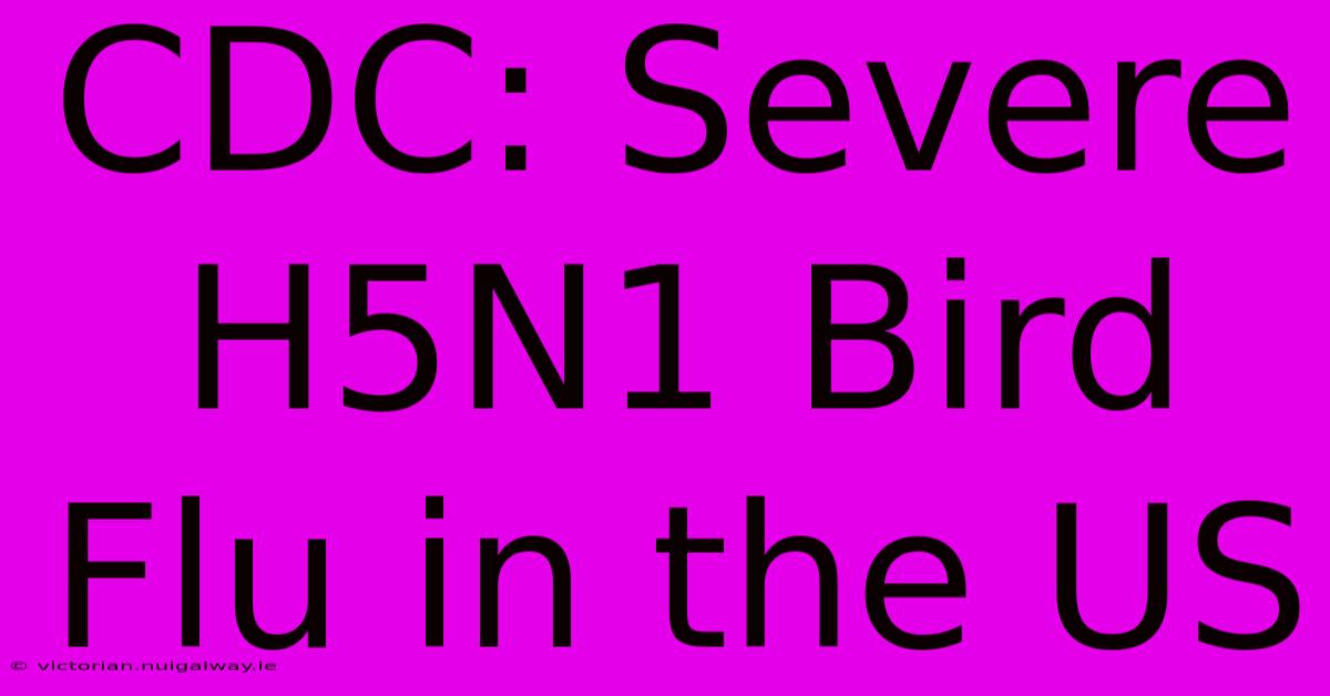 CDC: Severe H5N1 Bird Flu In The US