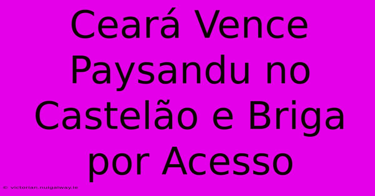 Ceará Vence Paysandu No Castelão E Briga Por Acesso