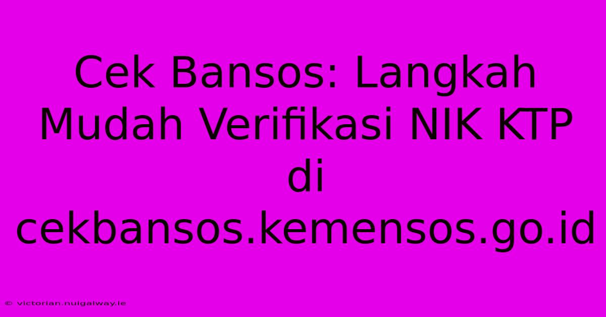 Cek Bansos: Langkah Mudah Verifikasi NIK KTP Di Cekbansos.kemensos.go.id 