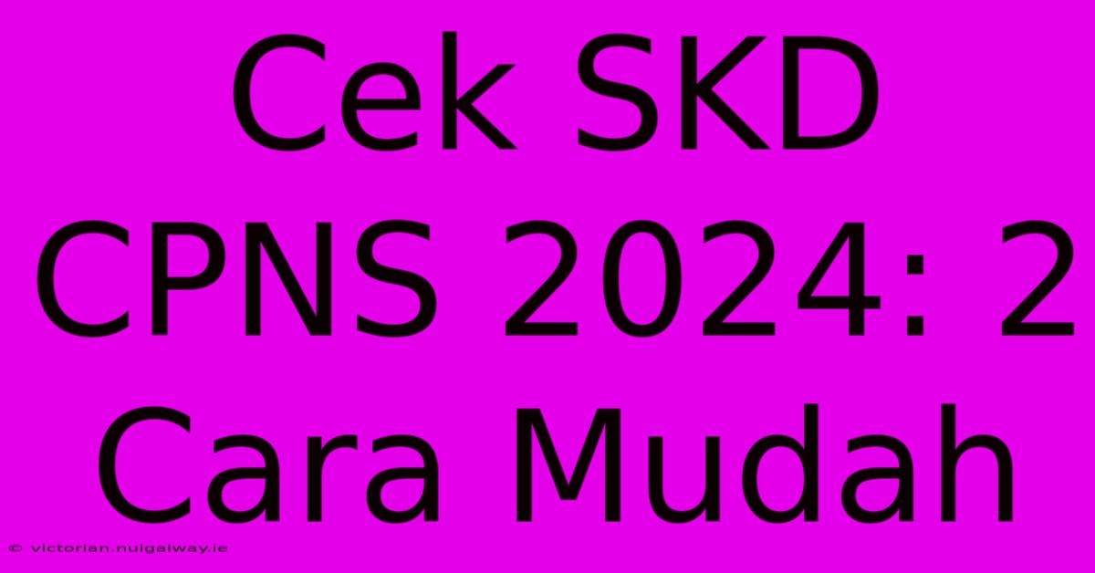 Cek SKD CPNS 2024: 2 Cara Mudah