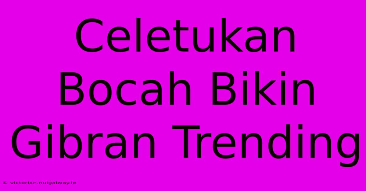 Celetukan Bocah Bikin Gibran Trending