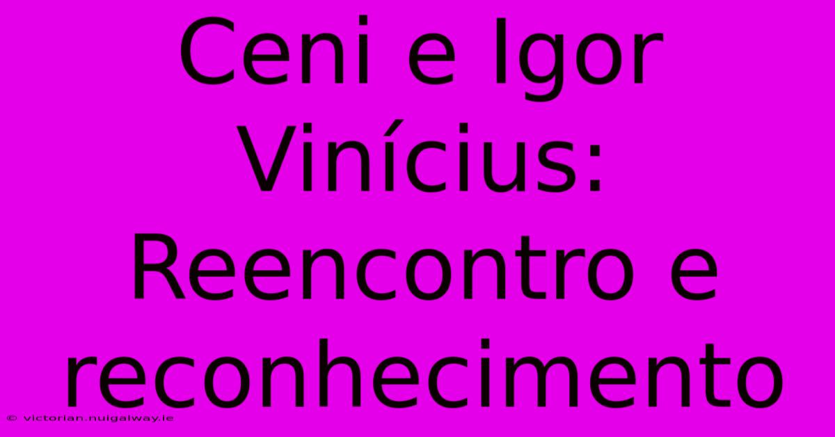 Ceni E Igor Vinícius: Reencontro E Reconhecimento