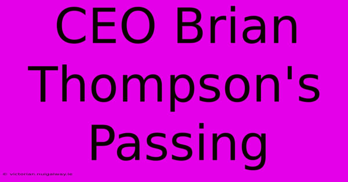 CEO Brian Thompson's Passing