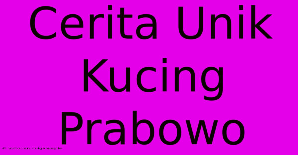 Cerita Unik Kucing Prabowo