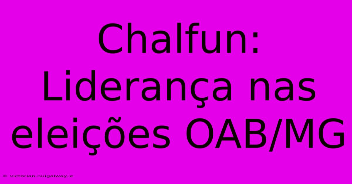 Chalfun: Liderança Nas Eleições OAB/MG