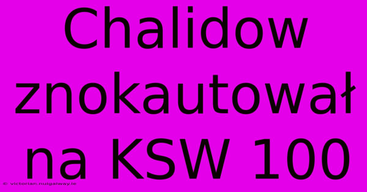 Chalidow Znokautował Na KSW 100