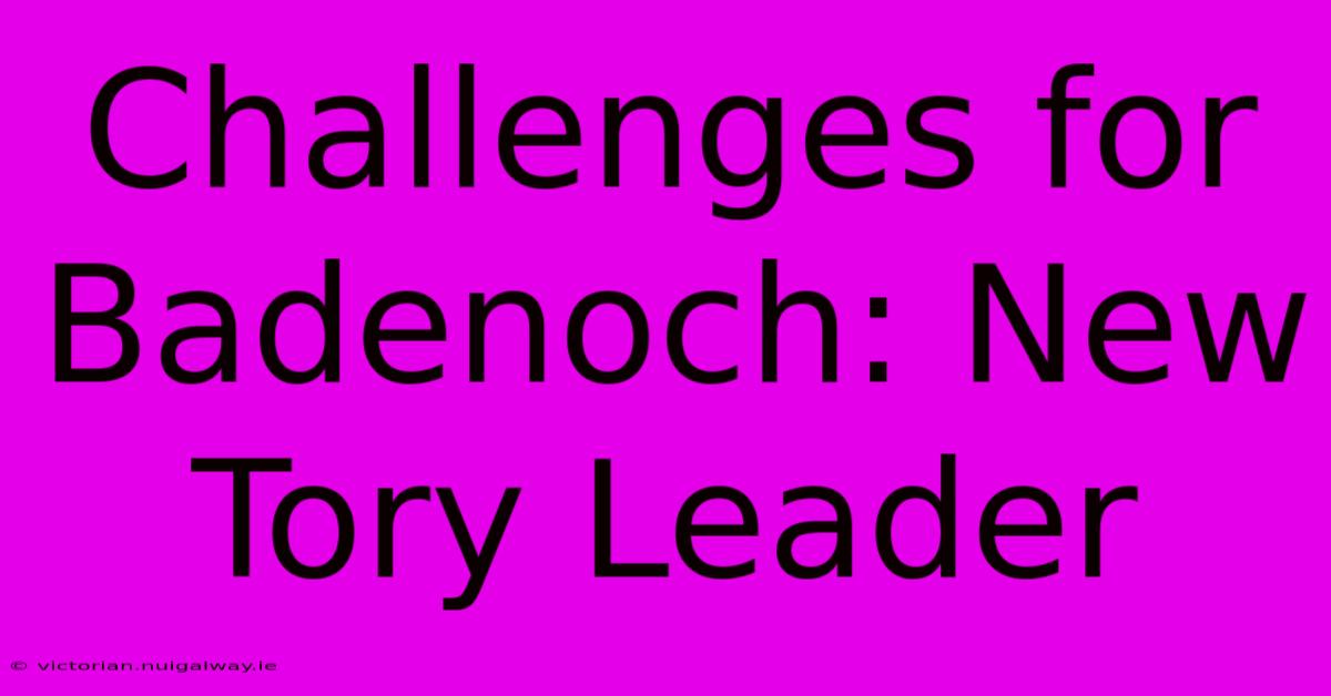 Challenges For Badenoch: New Tory Leader 