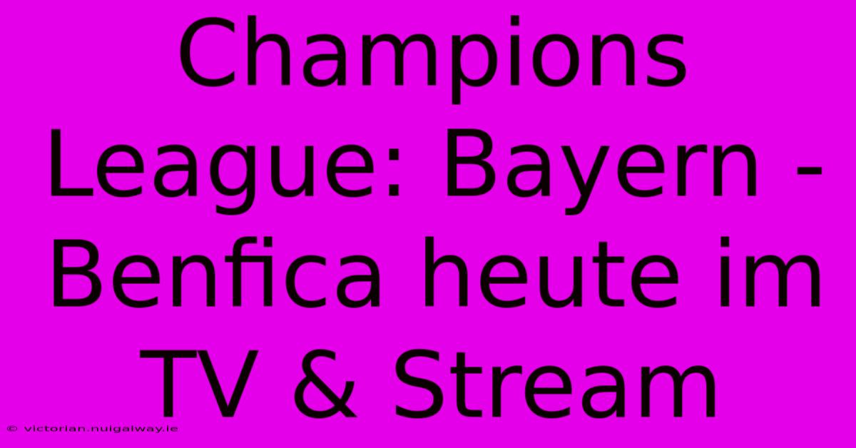 Champions League: Bayern - Benfica Heute Im TV & Stream