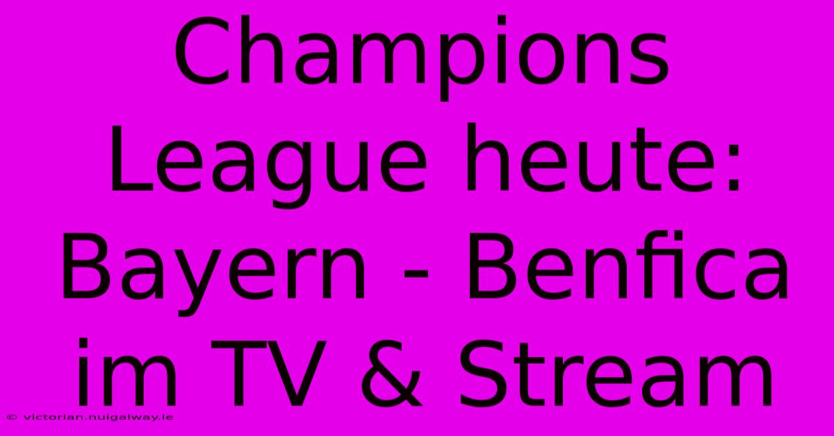 Champions League Heute: Bayern - Benfica Im TV & Stream