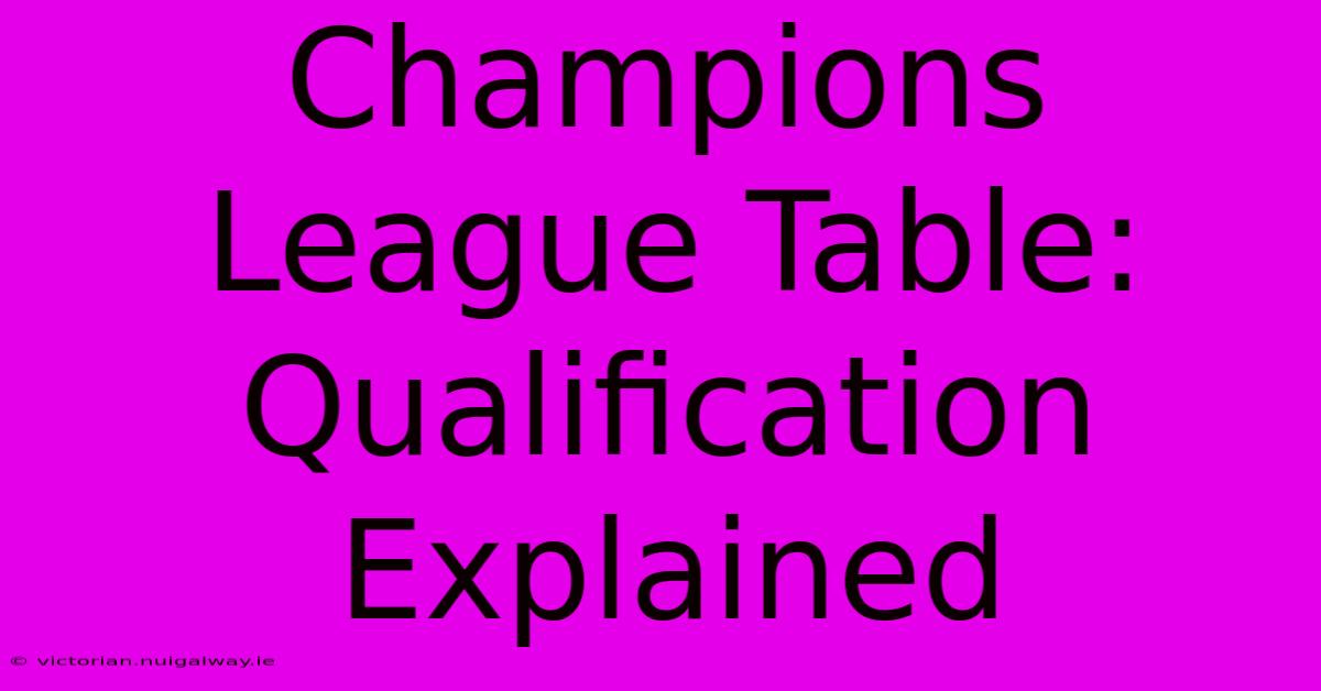 Champions League Table: Qualification Explained