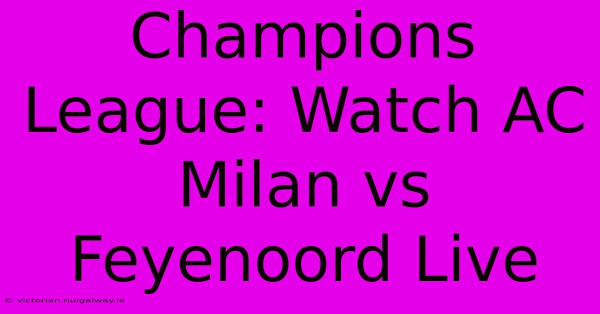 Champions League: Watch AC Milan Vs Feyenoord Live