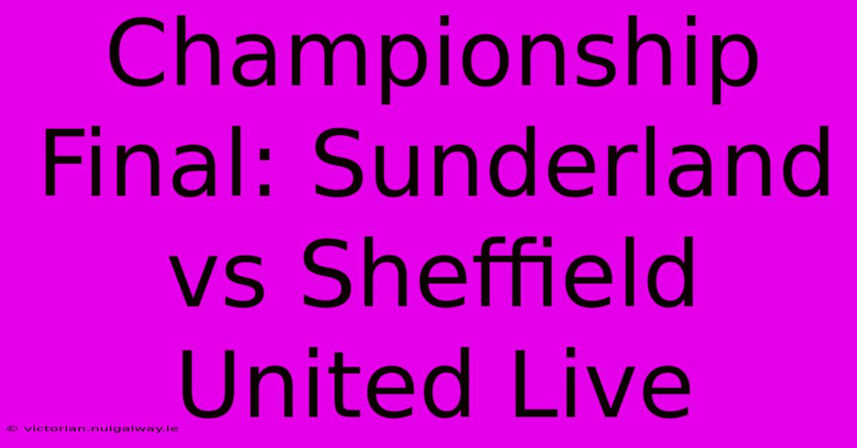 Championship Final: Sunderland Vs Sheffield United Live