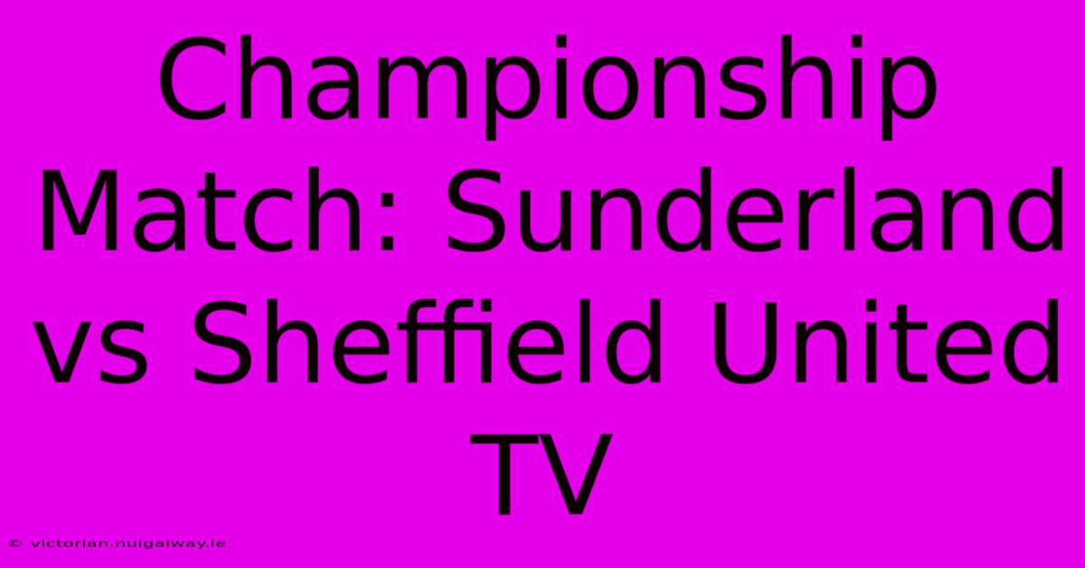 Championship Match: Sunderland Vs Sheffield United TV