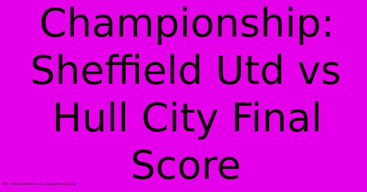 Championship: Sheffield Utd Vs Hull City Final Score