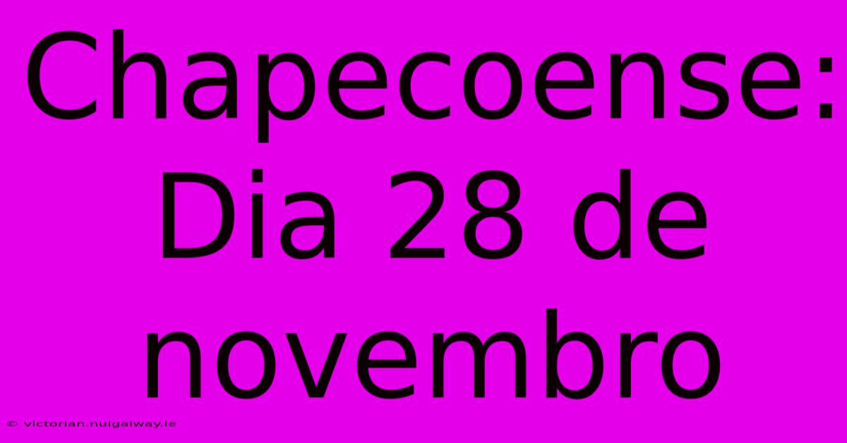 Chapecoense: Dia 28 De Novembro