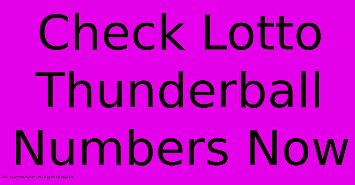 Check Lotto Thunderball Numbers Now