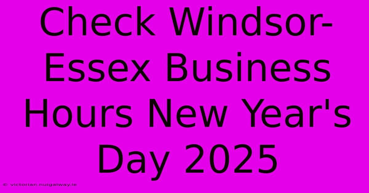 Check Windsor-Essex Business Hours New Year's Day 2025