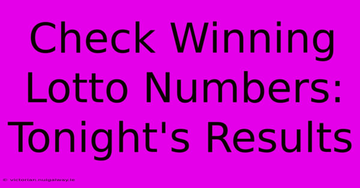 Check Winning Lotto Numbers: Tonight's Results