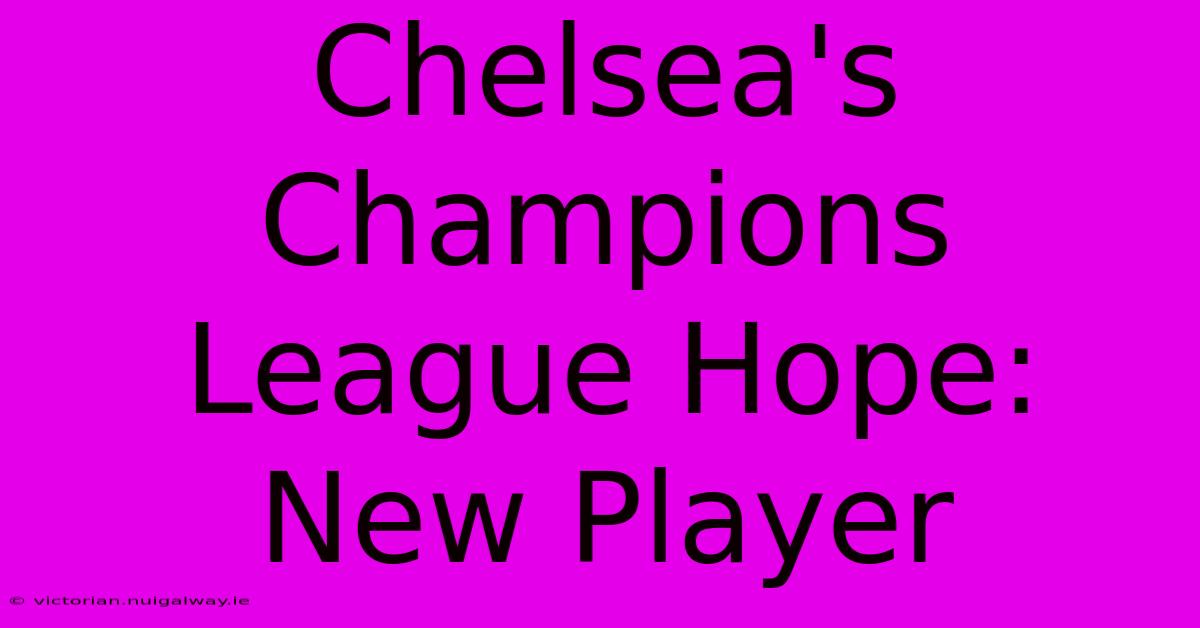 Chelsea's Champions League Hope: New Player 