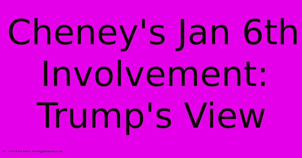 Cheney's Jan 6th Involvement: Trump's View