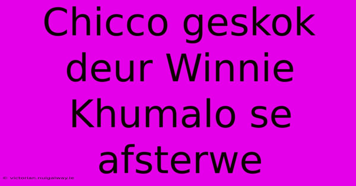 Chicco Geskok Deur Winnie Khumalo Se Afsterwe