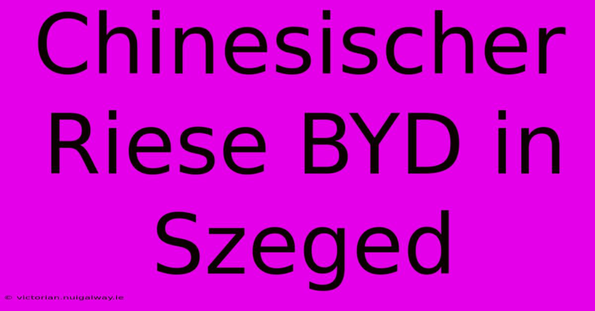 Chinesischer Riese BYD In Szeged