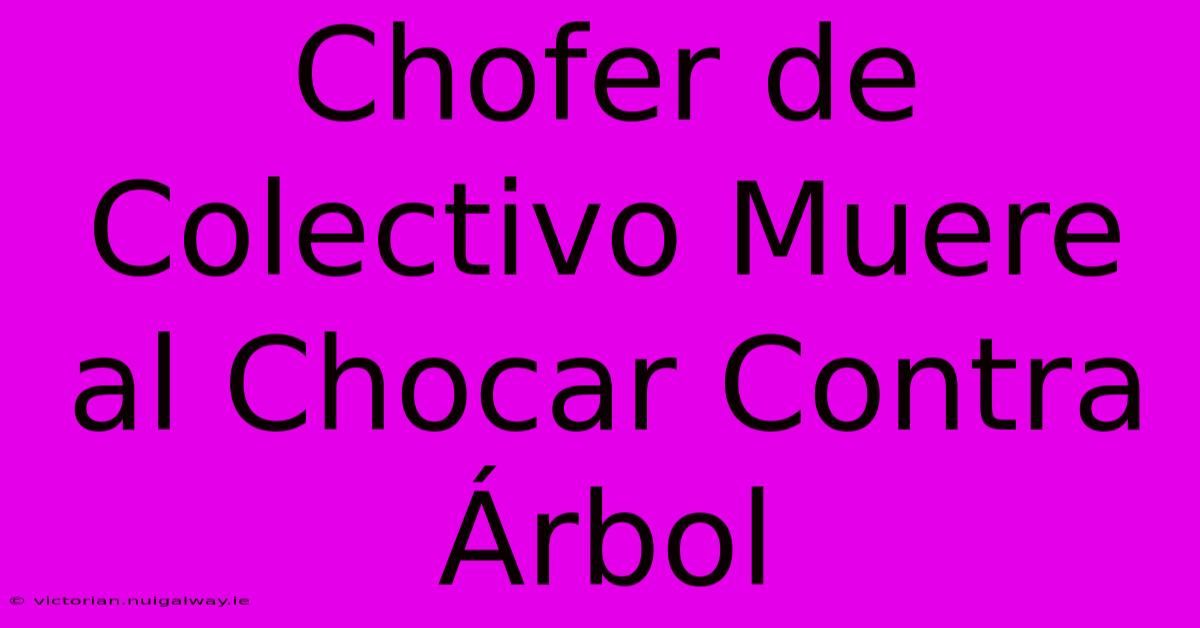 Chofer De Colectivo Muere Al Chocar Contra Árbol