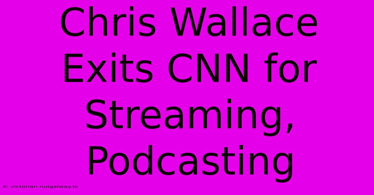 Chris Wallace Exits CNN For Streaming, Podcasting