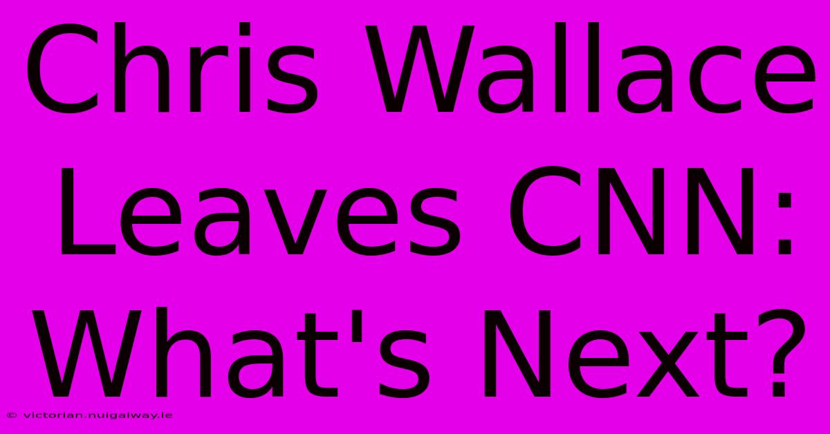 Chris Wallace Leaves CNN: What's Next?