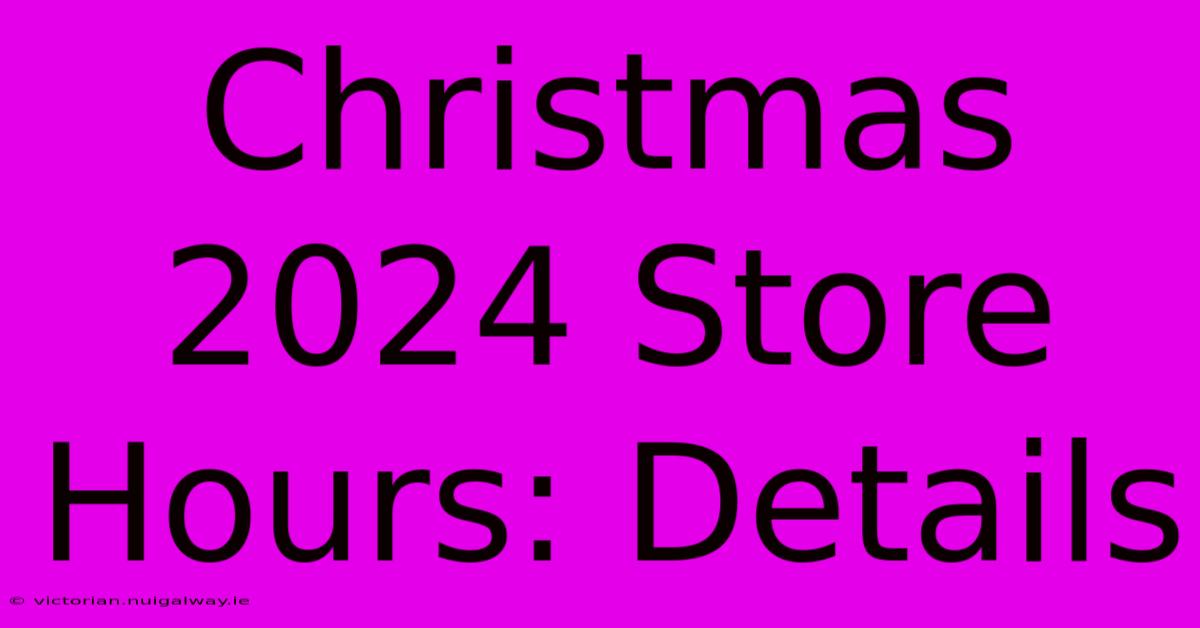 Christmas 2024 Store Hours: Details