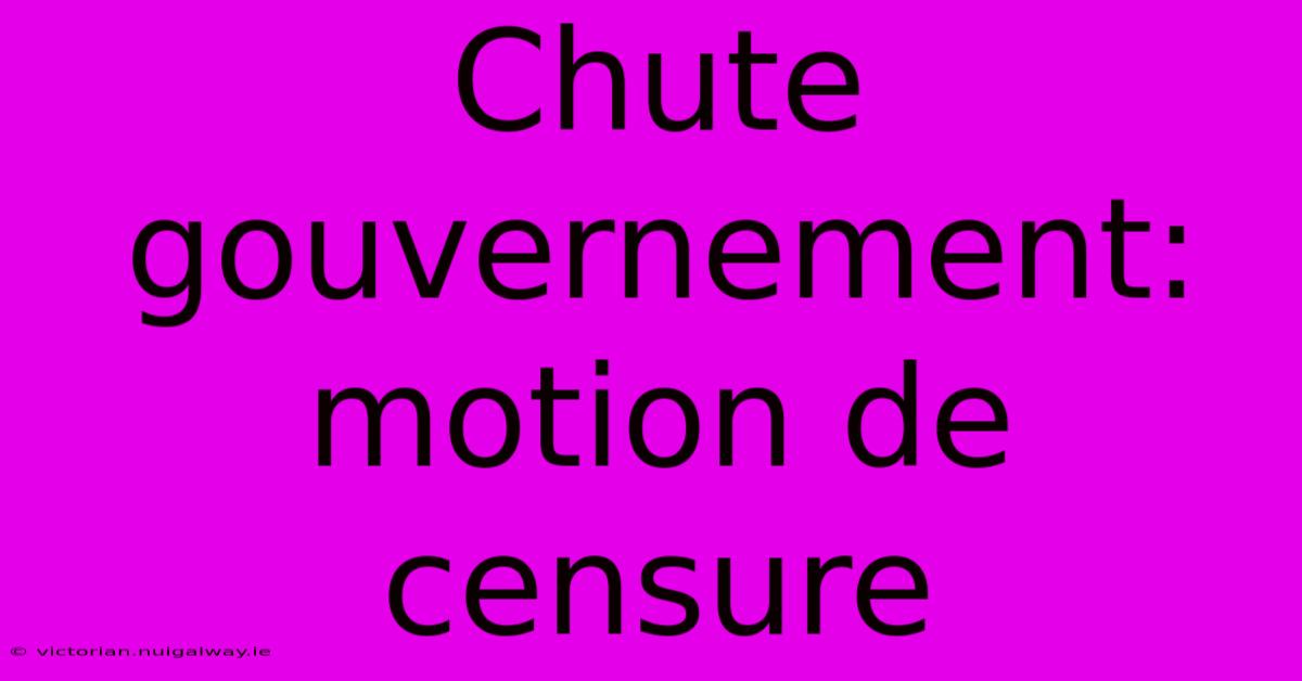 Chute Gouvernement: Motion De Censure