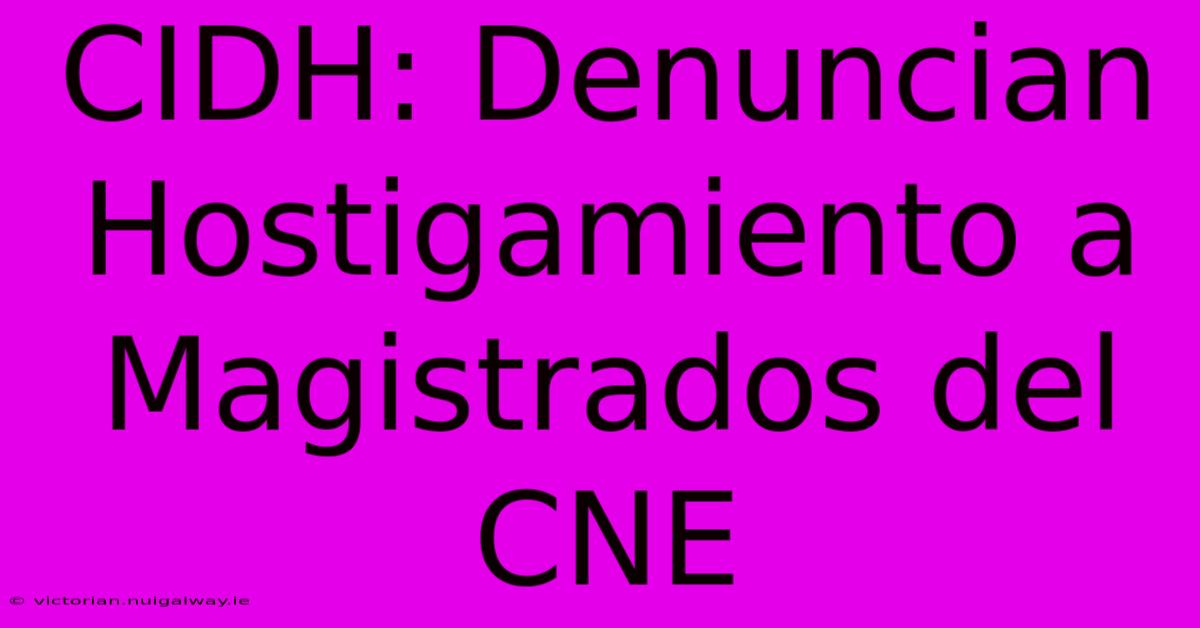 CIDH: Denuncian Hostigamiento A Magistrados Del CNE 