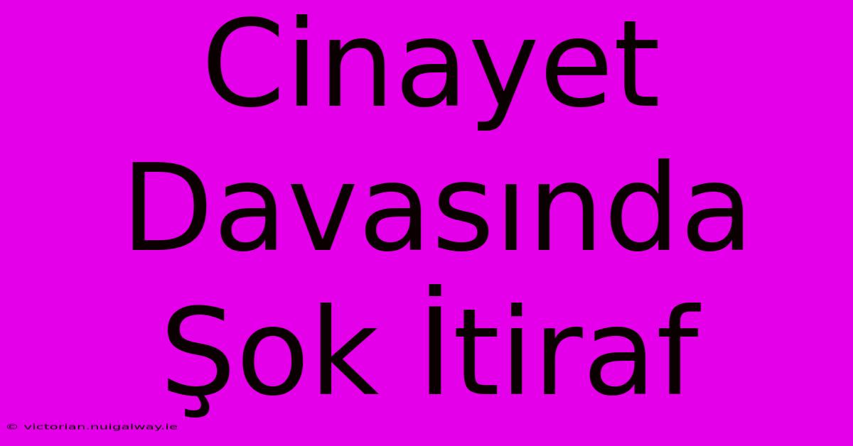 Cinayet Davasında Şok İtiraf 