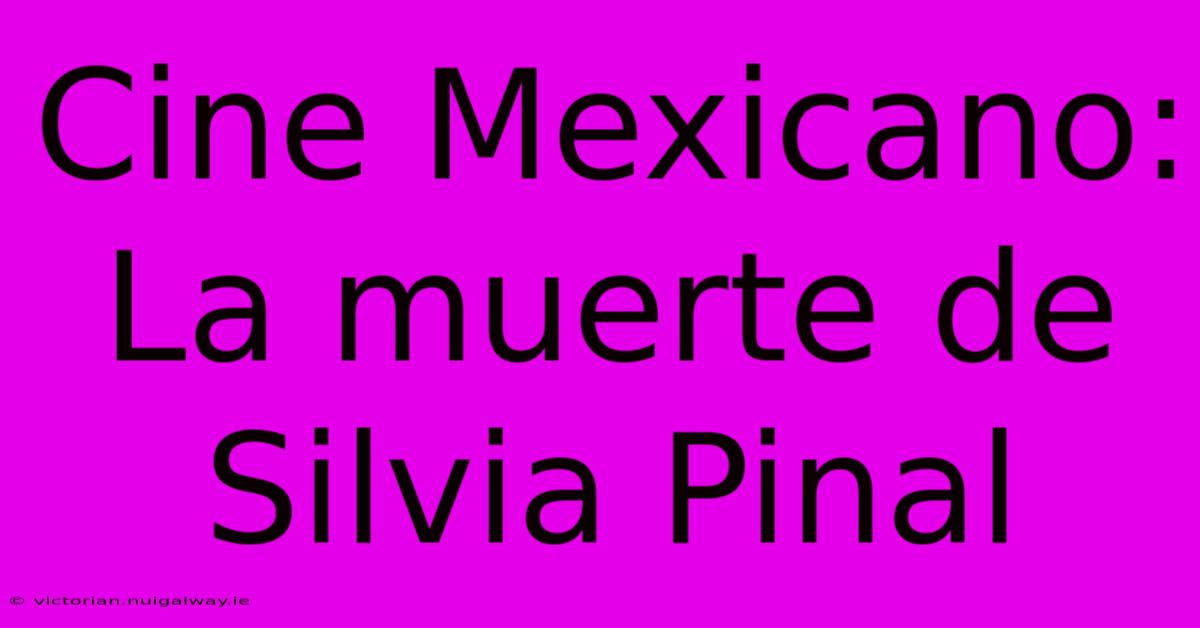 Cine Mexicano: La Muerte De Silvia Pinal