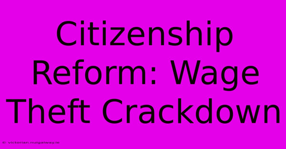 Citizenship Reform: Wage Theft Crackdown