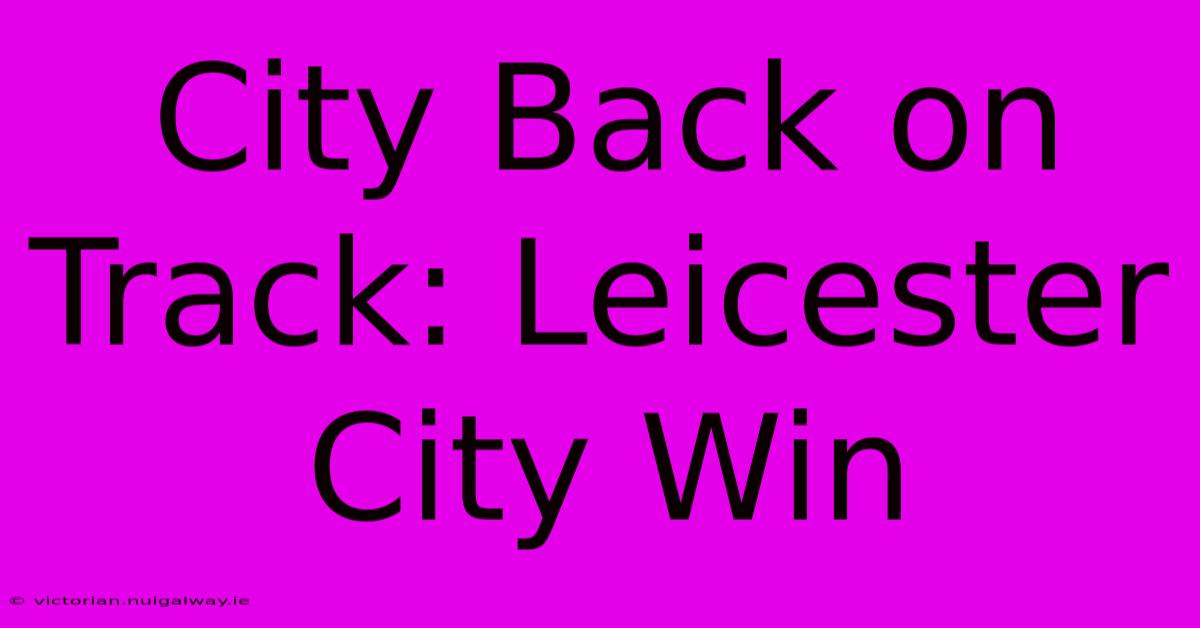 City Back On Track: Leicester City Win