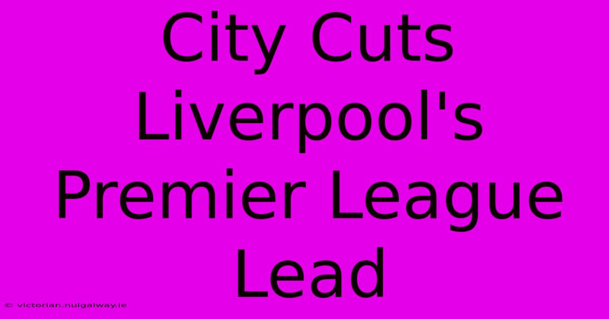 City Cuts Liverpool's Premier League Lead