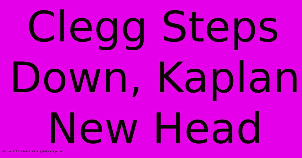 Clegg Steps Down, Kaplan New Head