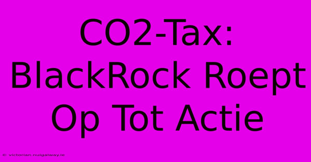 CO2-Tax: BlackRock Roept Op Tot Actie 