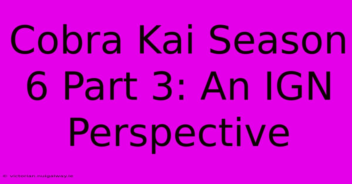 Cobra Kai Season 6 Part 3: An IGN Perspective