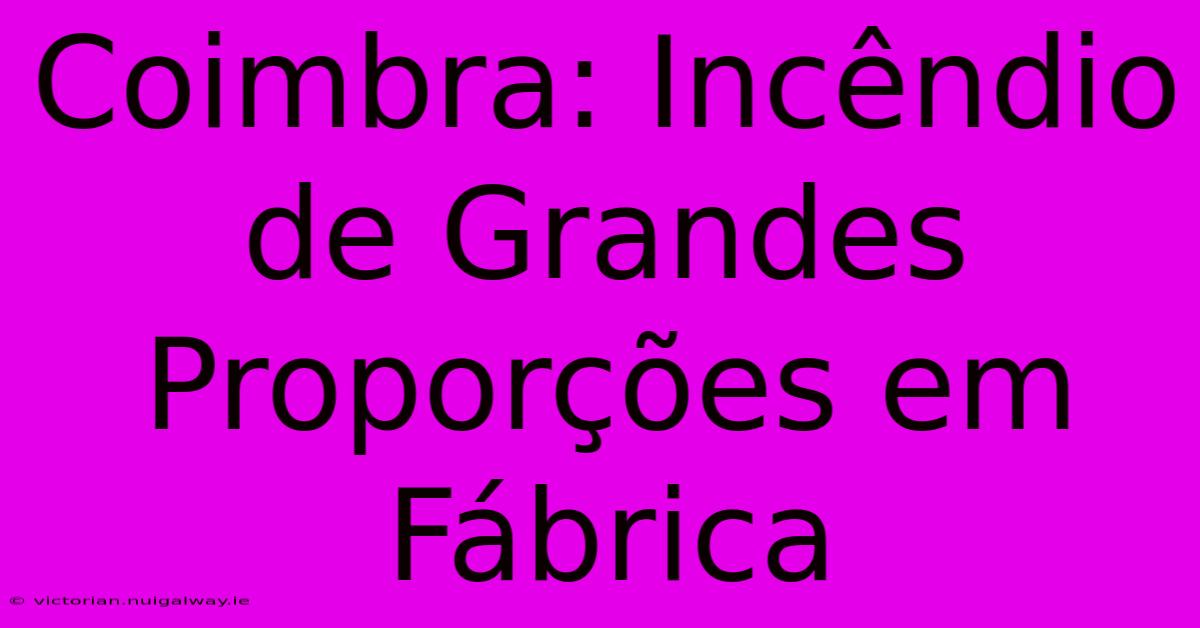 Coimbra: Incêndio De Grandes Proporções Em Fábrica