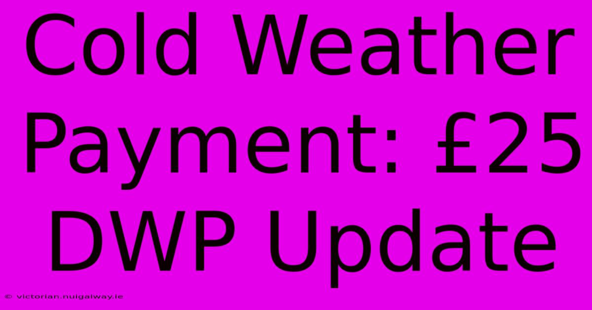 Cold Weather Payment: £25 DWP Update