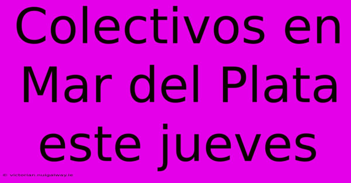 Colectivos En Mar Del Plata Este Jueves