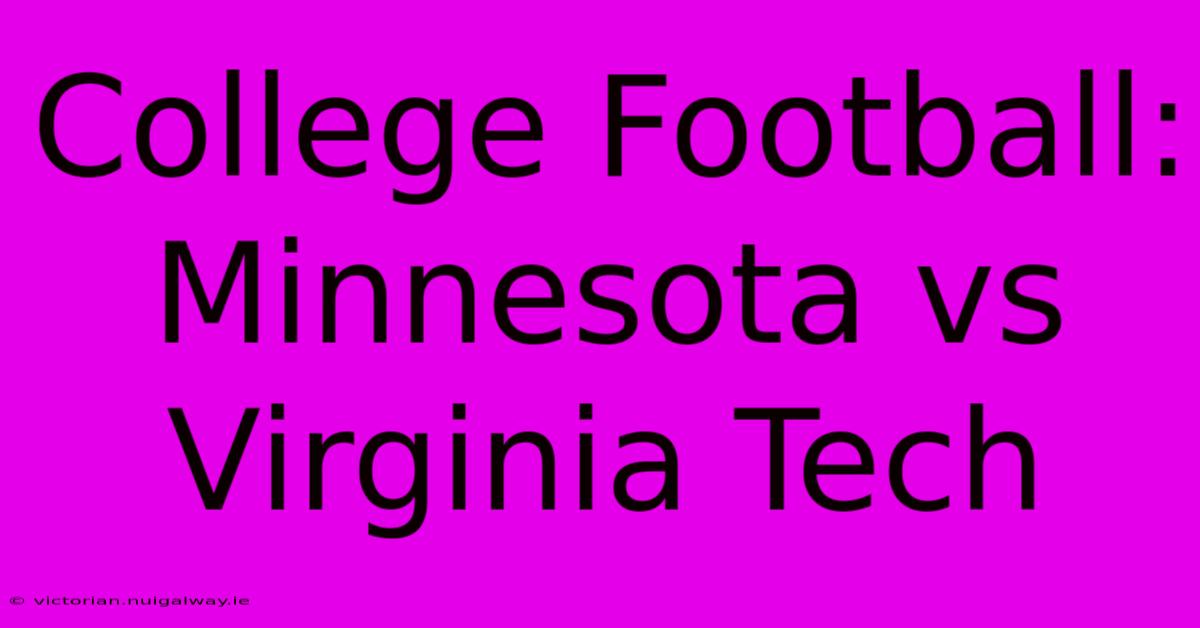 College Football: Minnesota Vs Virginia Tech