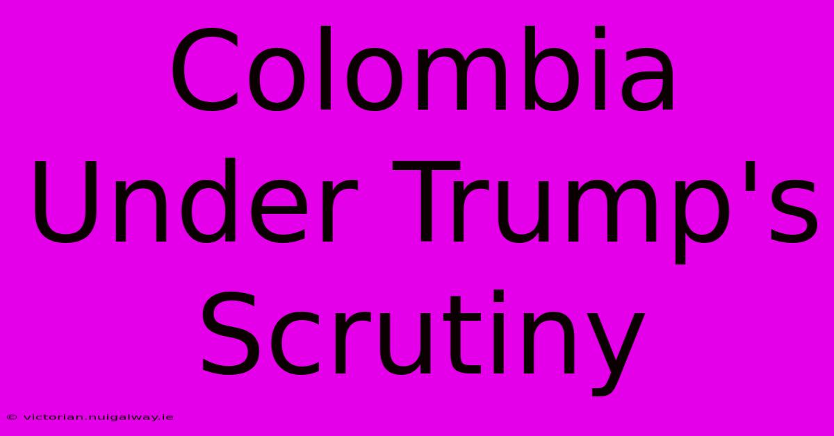 Colombia Under Trump's Scrutiny