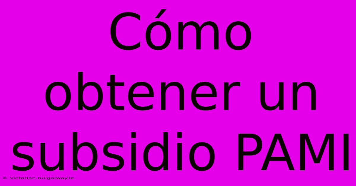 Cómo Obtener Un Subsidio PAMI