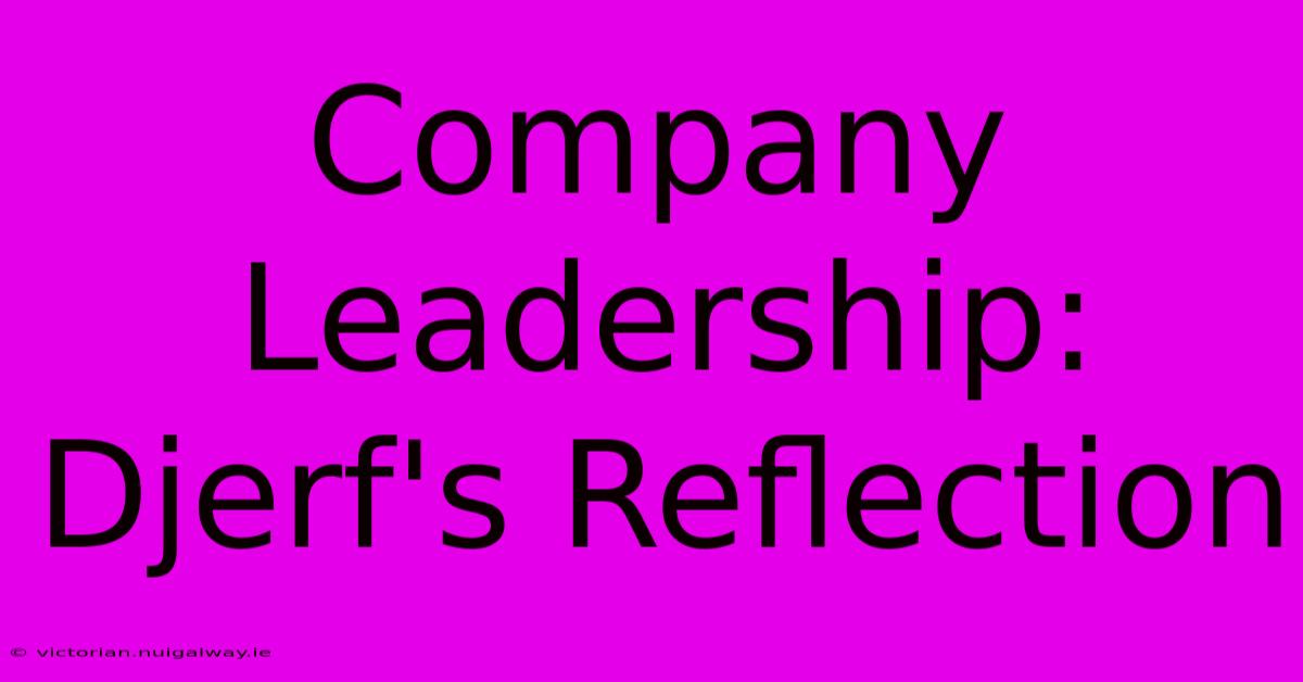 Company Leadership: Djerf's Reflection